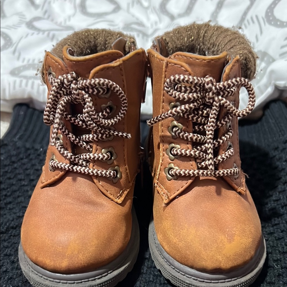 Wonder Nation Brown Ankle Boots with Suede Finish and Padded Collar